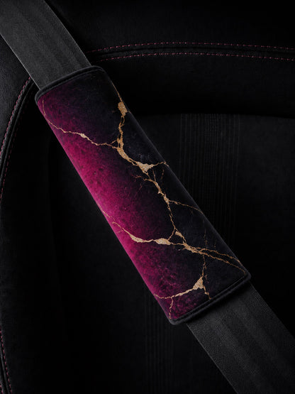 Burgundy Black - Set of 2 Seat Belt Covers
