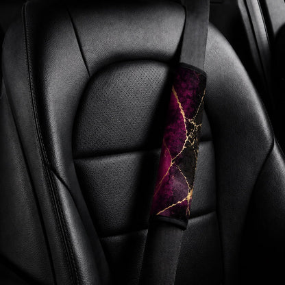 Burgundy Black - Set of 2 Seat Belt Covers