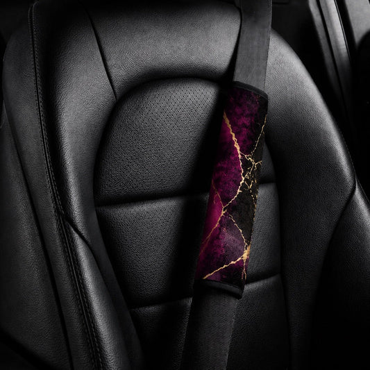 Burgundy Black - Set of 2 Seat Belt Covers