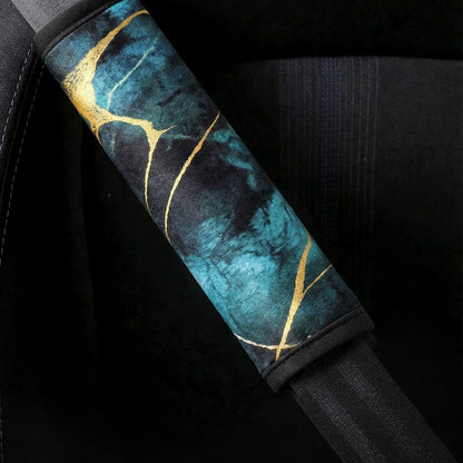 Green Marble - Set of 2 Seat Belt Covers