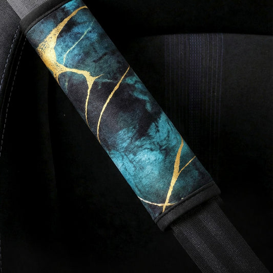Green Marble - Set of 2 Seat Belt Covers