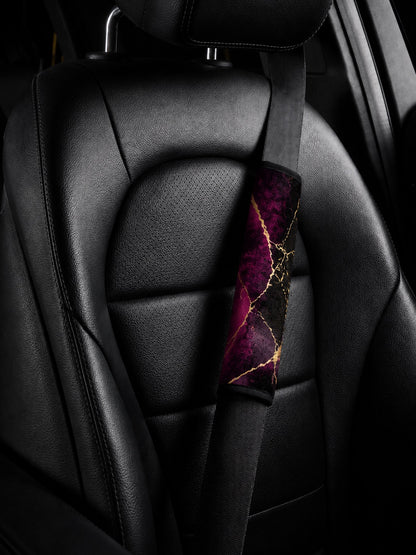 Burgundy Black - Set of 2 Seat Belt Covers