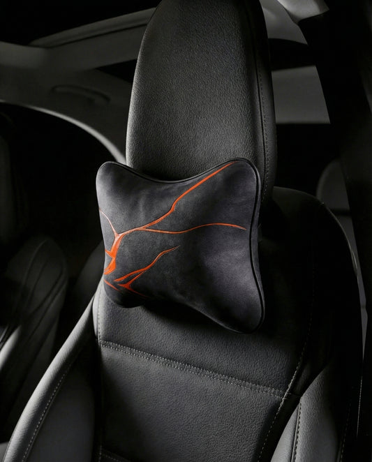 Orange Black  Set of 2 Neck Pillows